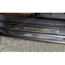Накладки на пороги (8 шт/комп, полированные) Skoda Octavia A7 (2013- )